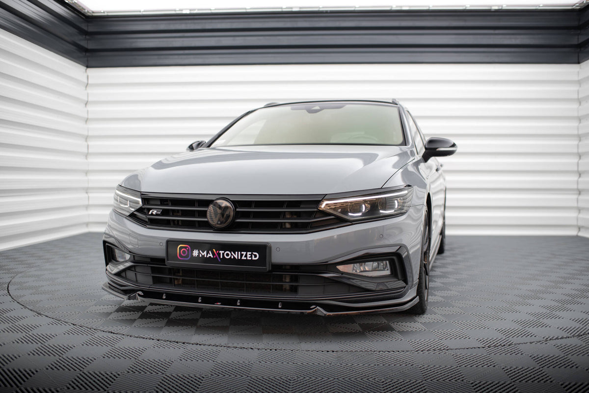 Street+ Spoilerlippe Front Ansatz V.1 passend für VW Passat R-Line B8 Facelift schwarz Hochglanz – Ansicht 4
