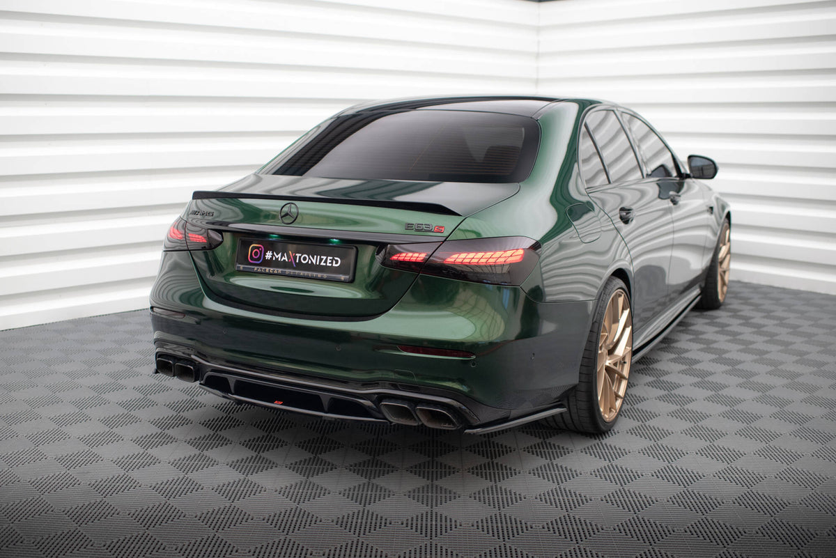 Heck Ansatz Flaps Diffusor passend für Mercedes-AMG E63 W213 Facelift schwarz Hochglanz – Ansicht 3