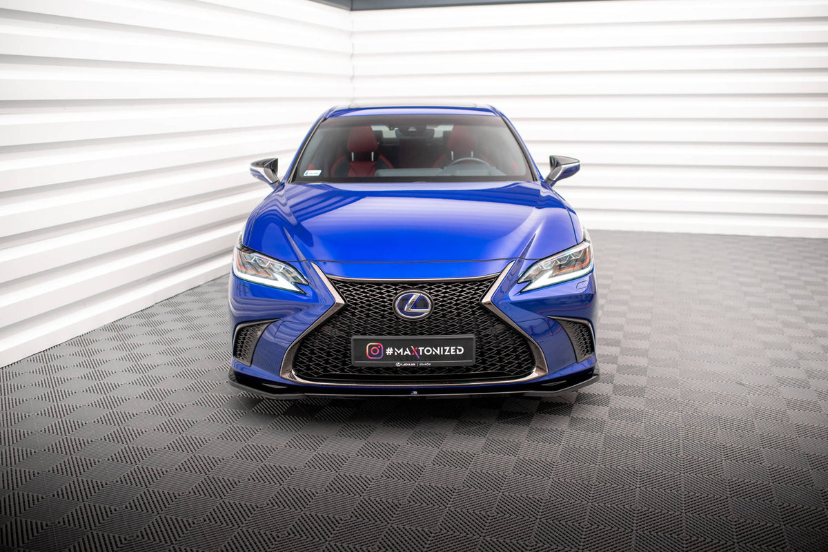 Street+ Spoilerlippe Front Ansatz V.1 passend für Lexus ES F Sport Mk7 schwarz Hochglanz – Ansicht 1