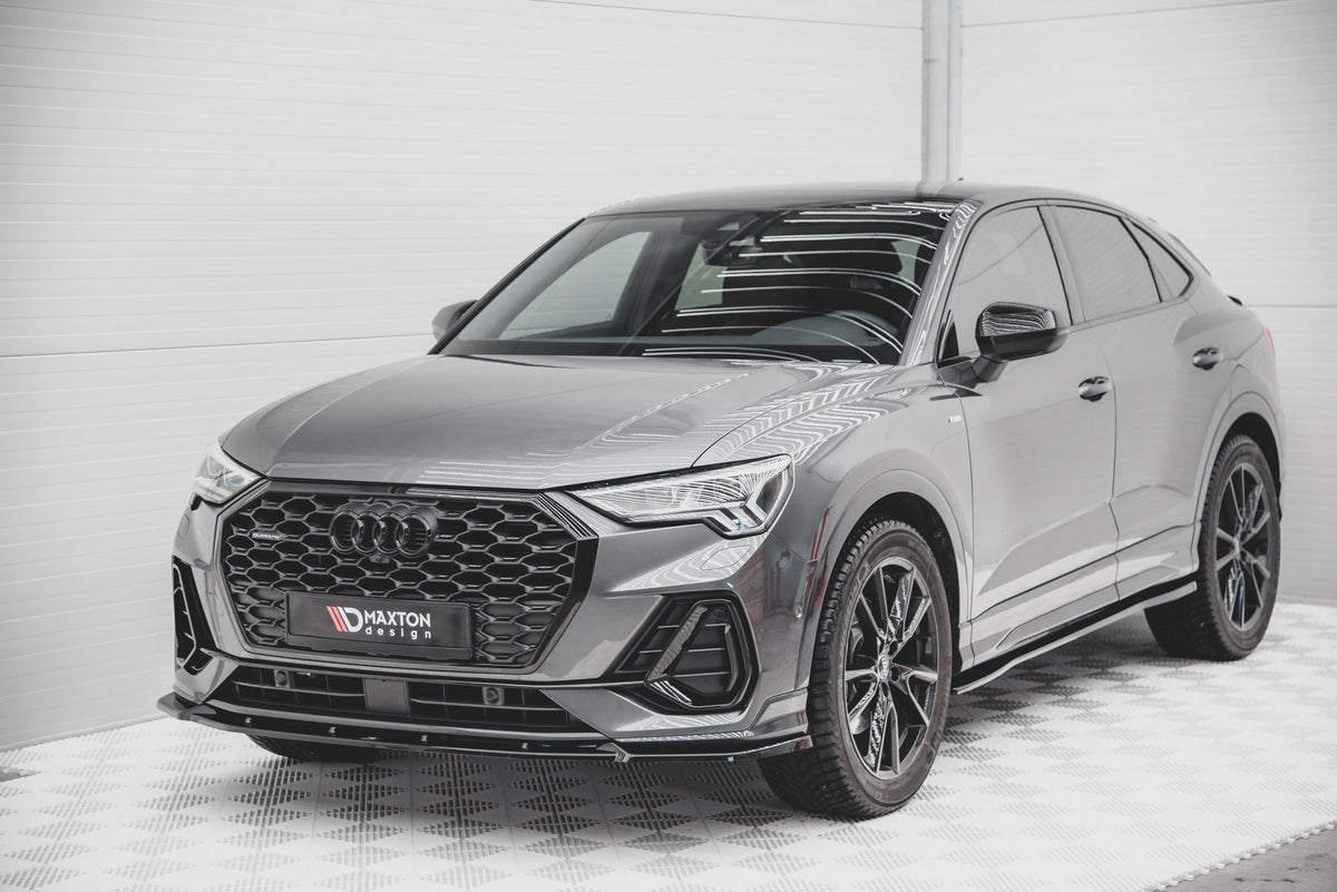 Street+ Spoilerlippe Front Ansatz V.2 passend für Audi Q3 Sportback / SUV S-Line F3 schwarz Hochglanz – Ansicht 1