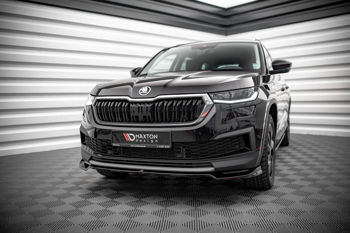 Street+ Spoilerlippe Front Ansatz V.2 passend für Skoda Kodiaq Mk1 Facelift schwarz Hochglanz – Ansicht 3