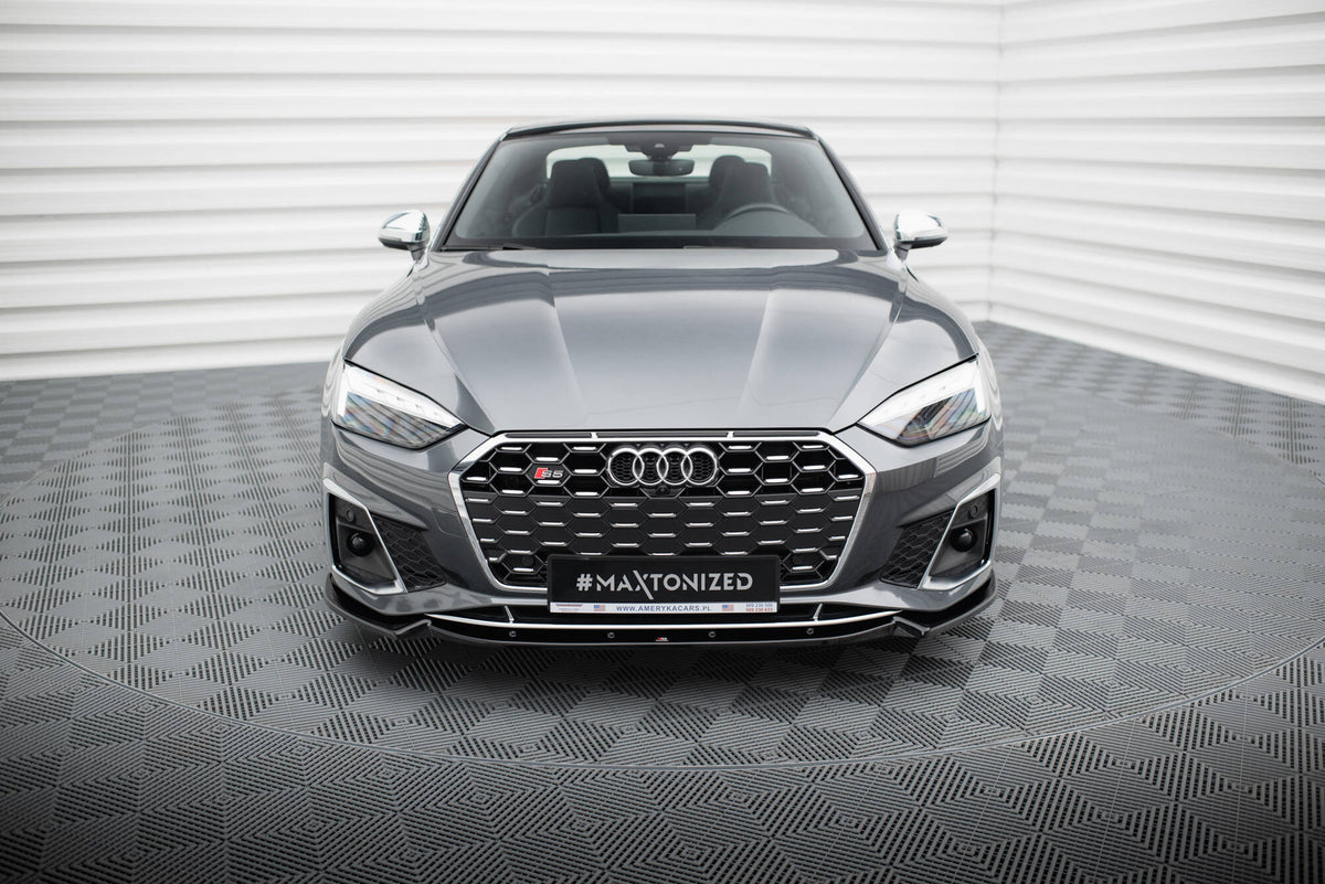 Street+ Spoilerlippe Front Ansatz V.2 passend für Audi S5 / A5 S-Line F5 Facelift schwarz Hochglanz – Ansicht 1