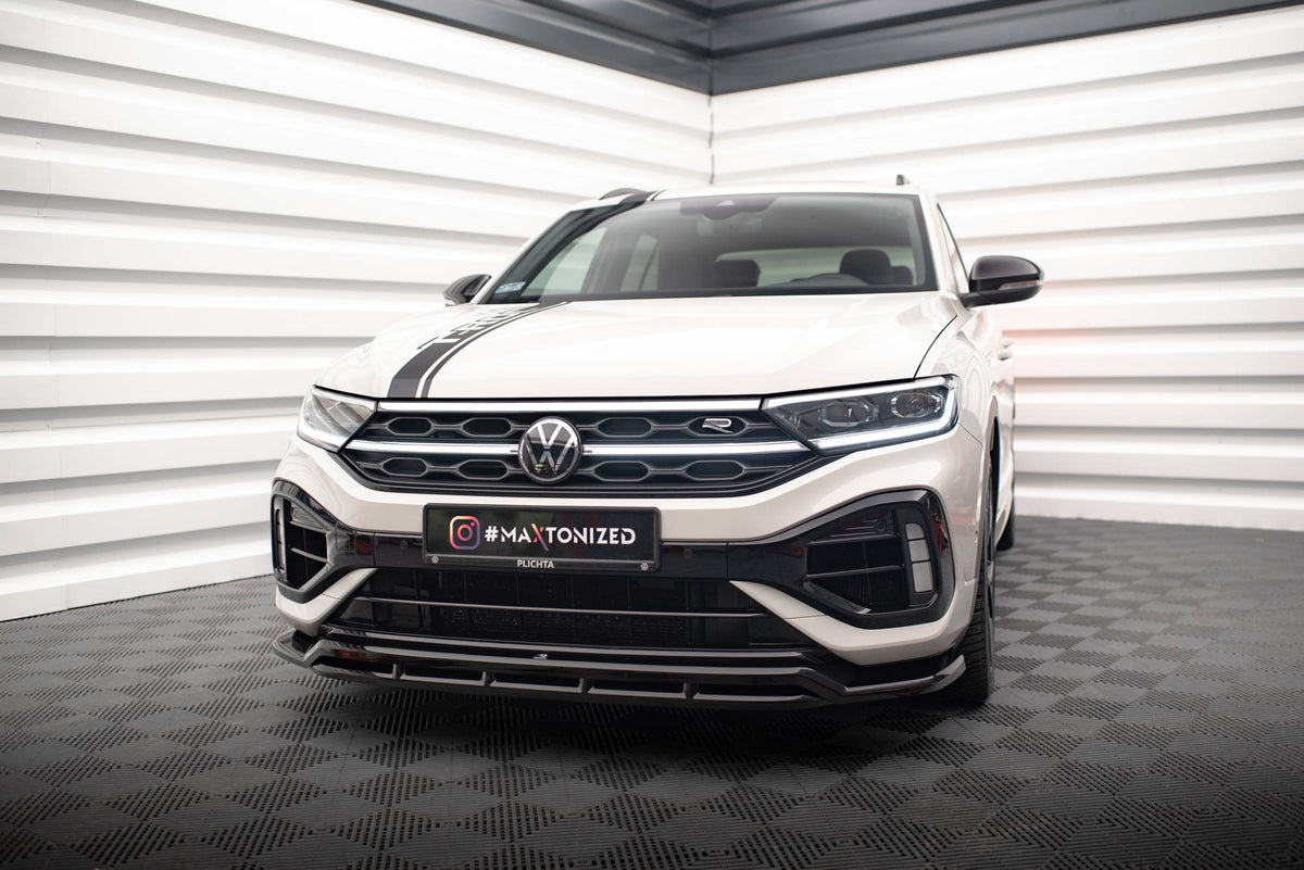 Street+ Spoilerlippe Front Ansatz V.1 passend für VW T-Roc R / R-Line Mk1 Facelift schwarz Hochglanz – Ansicht 3