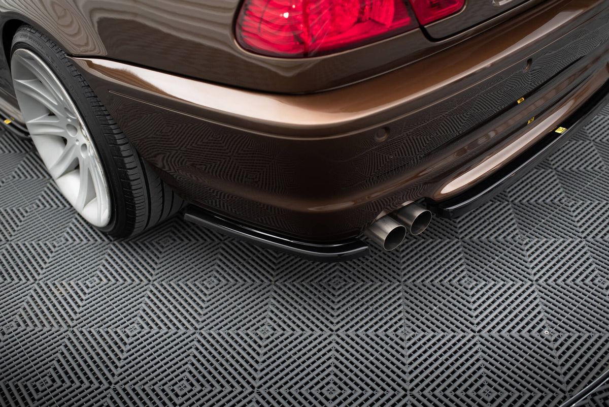Heck Ansatz Flaps Diffusor passend für BMW 3er M-Paket Coupe E46  schwarz Hochglanz – Ansicht 4