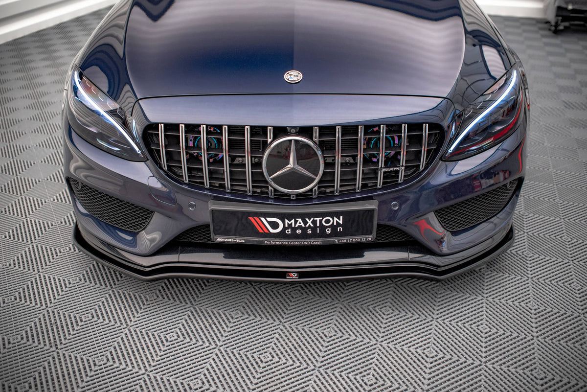 Street+ Spoilerlippe Front Ansatz V.1 passend für Mercedes-AMG C 43 / AMG-Line W205 schwarz Hochglanz – Ansicht 1