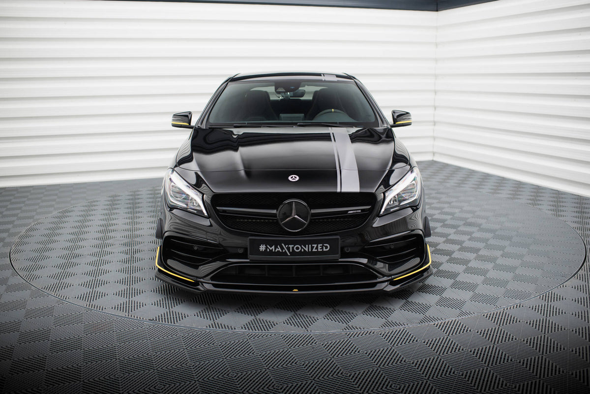Street+ Spoilerlippe Front Ansatz V.4 passend für Mercedes-AMG CLA 45 Aero C117 Facelift schwarz Hochglanz – Ansicht 3