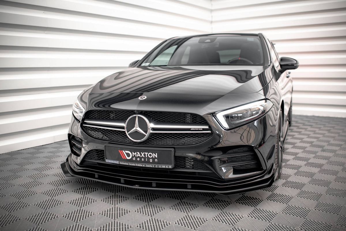 Front Stoßstange Flaps passend für Mercedes A35 AMG / AMG-Line Aero Pack W177  schwarz Hochglanz – Ansicht 1