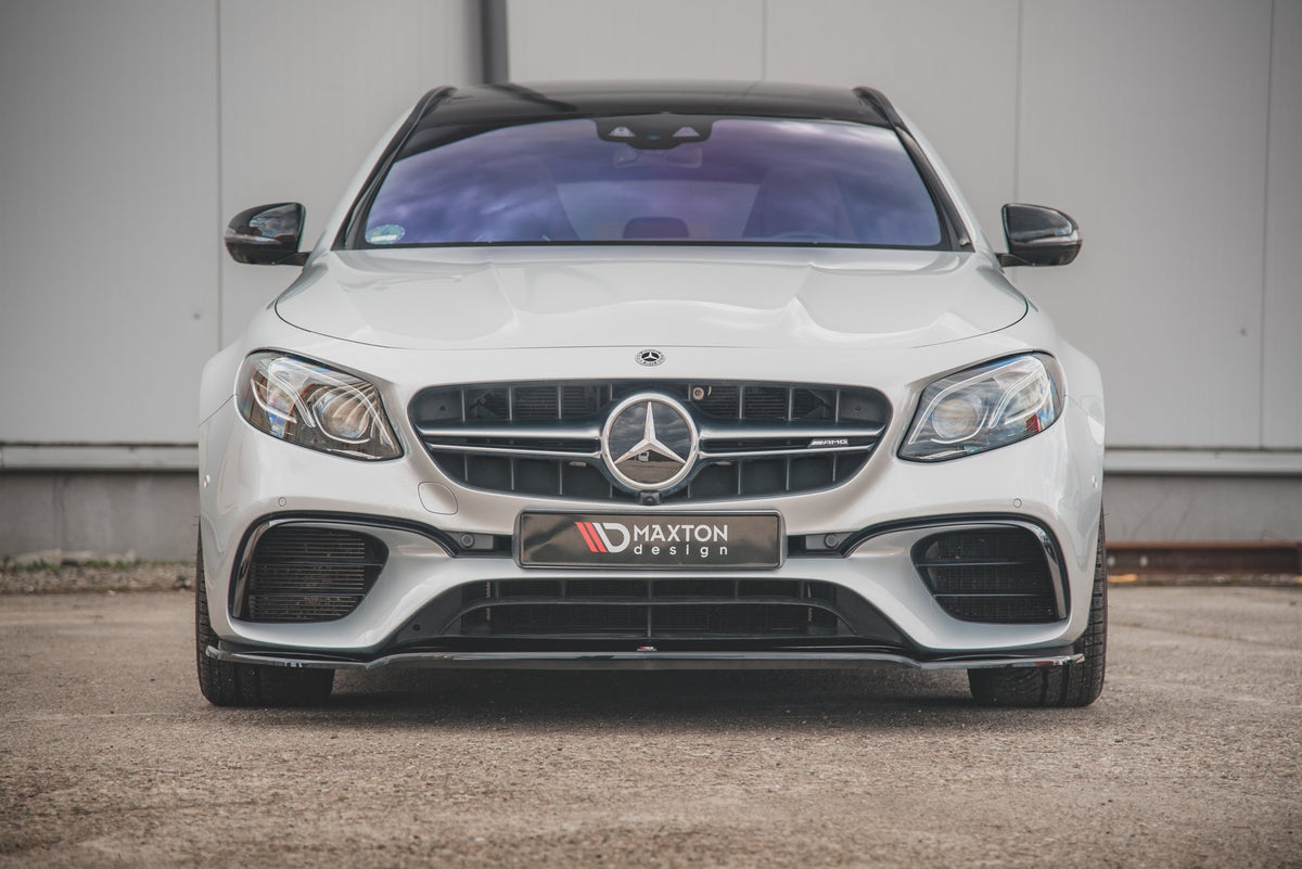 Street+ Spoilerlippe Front Ansatz V.1 passend für Mercedes-Benz E63 AMG Kombi/Limousine S213/W213 schwarz Hochglanz – Ansicht 1