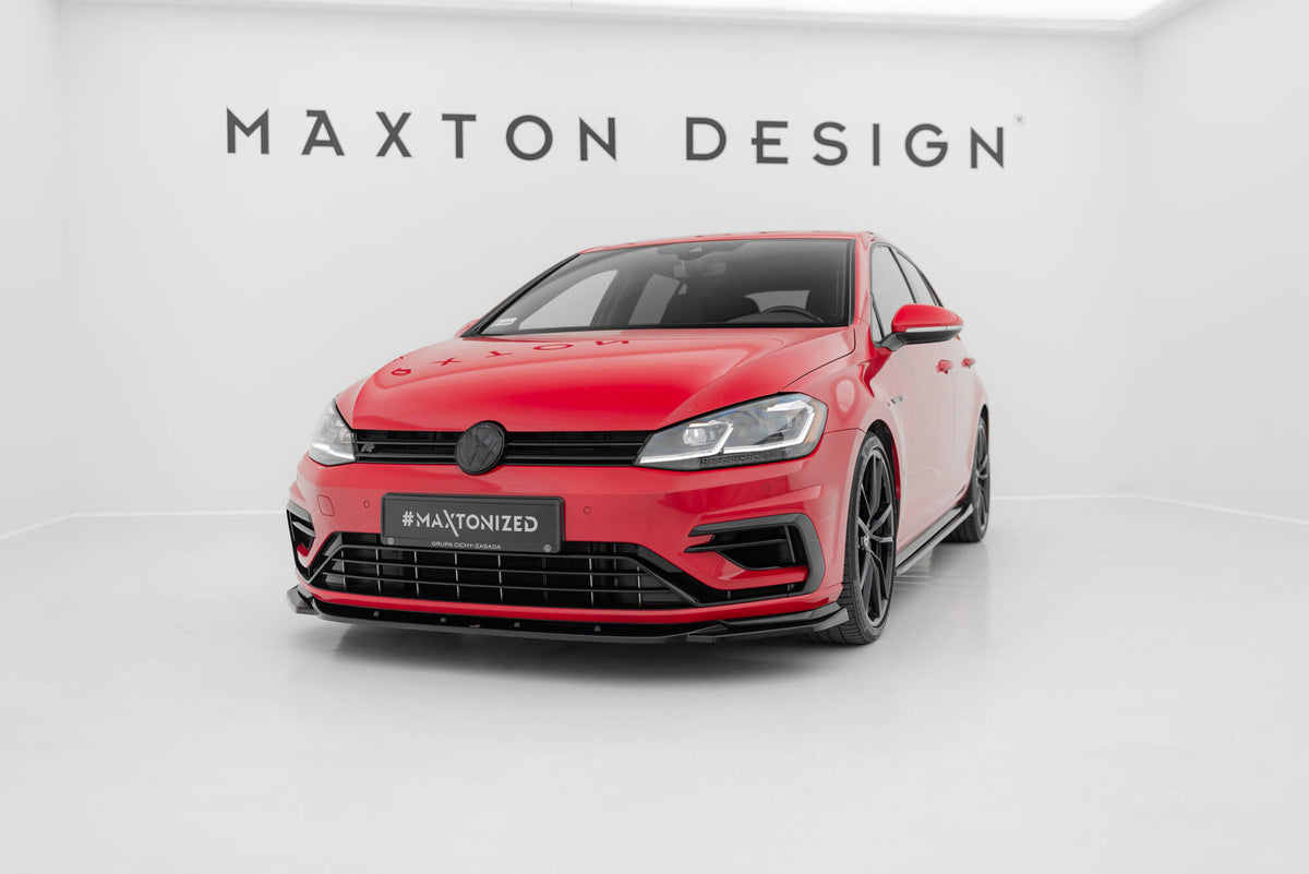 Street+ Spoilerlippe Front Ansatz passend für V.9 VW Golf R / R-Line Mk7 Facelift schwarz Hochglanz – Ansicht 3
