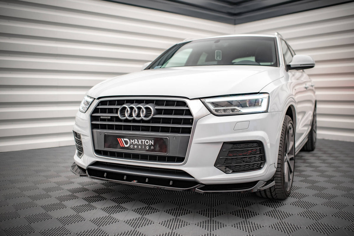 Street+ Spoilerlippe Front Ansatz V.1 passend für Audi Q3 Sport 8U Facelift schwarz Hochglanz – Ansicht 4