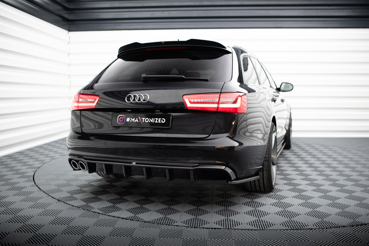 Diffusor Heck Ansatz passend für Audi A6 Limousine / Avant C7 (Doppelauspuff li.) – Ansicht 3