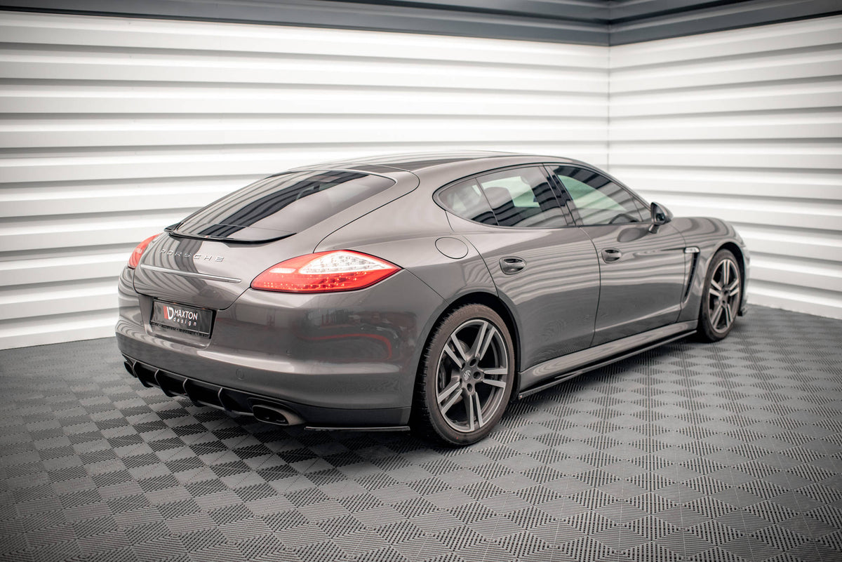 Heck Ansatz Flaps Diffusor passend für Porsche Panamera / Panamera Diesel 970 schwarz Hochglanz – Ansicht 3