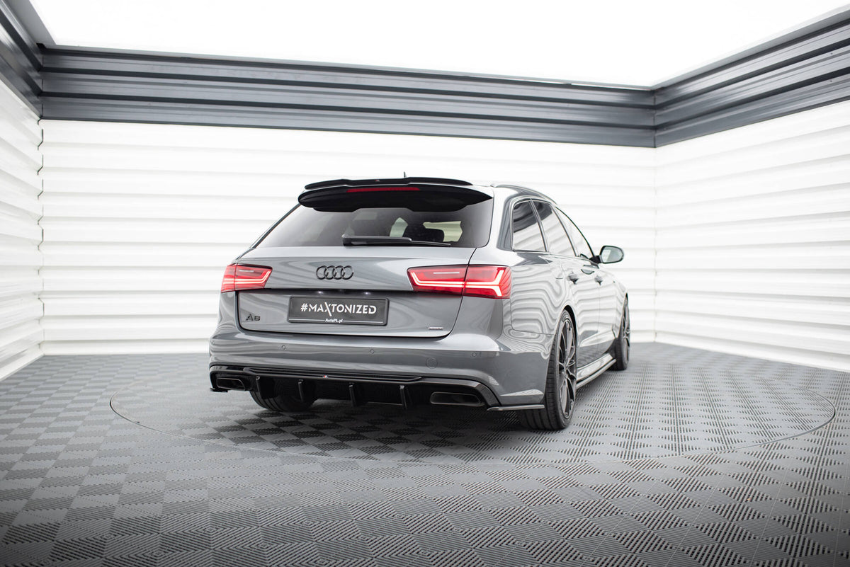 Heck Ansatz Flaps Diffusor V.2 passend für Audi S6 / A6 S-Line / A6 C7 FL  schwarz Hochglanz – Ansicht 1