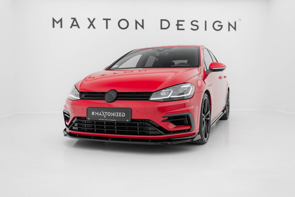 Street+ Spoilerlippe Front Ansatz V.1 passend für VW Golf R / R-Line Mk7 Facelift schwarz Hochglanz – Ansicht 3