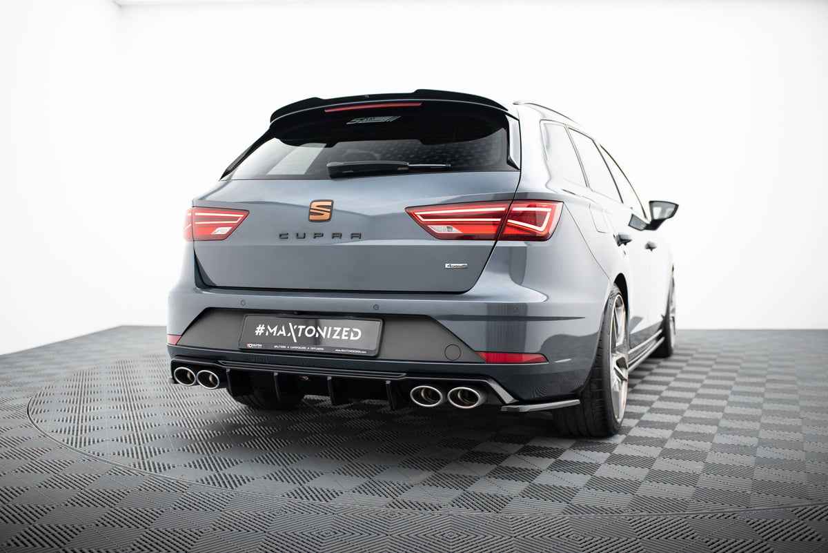 Heck Ansatz Flaps Diffusor V.2 passend für Seat Leon Cupra Mk3 FL Sportstourer schwarz Hochglanz – Ansicht 1
