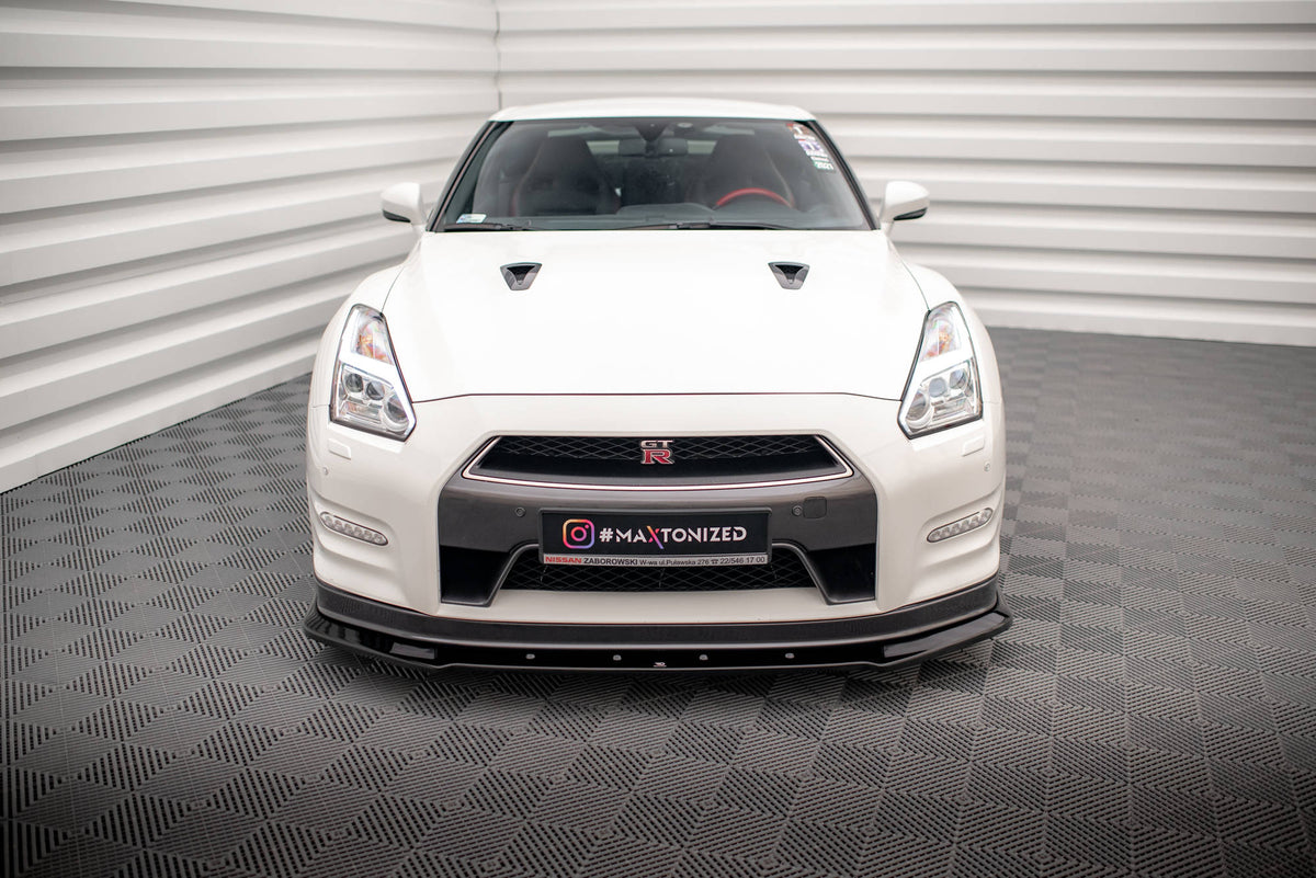 Street+ Spoilerlippe Front Ansatz passend für Nissan GTR R35 Facelift schwarz Hochglanz – Ansicht 1