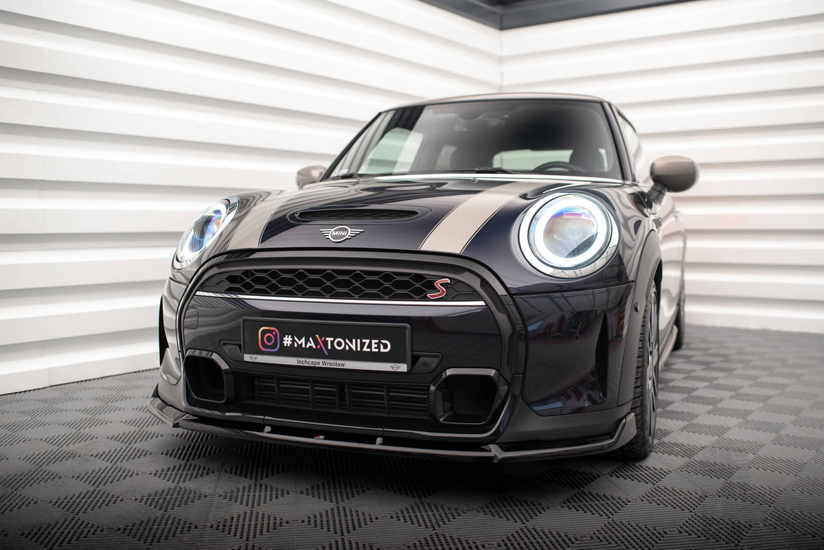 Street+ Spoilerlippe Front Ansatz V.2 passend für Mini Cooper S F56 Facelift schwarz Hochglanz – Ansicht 4