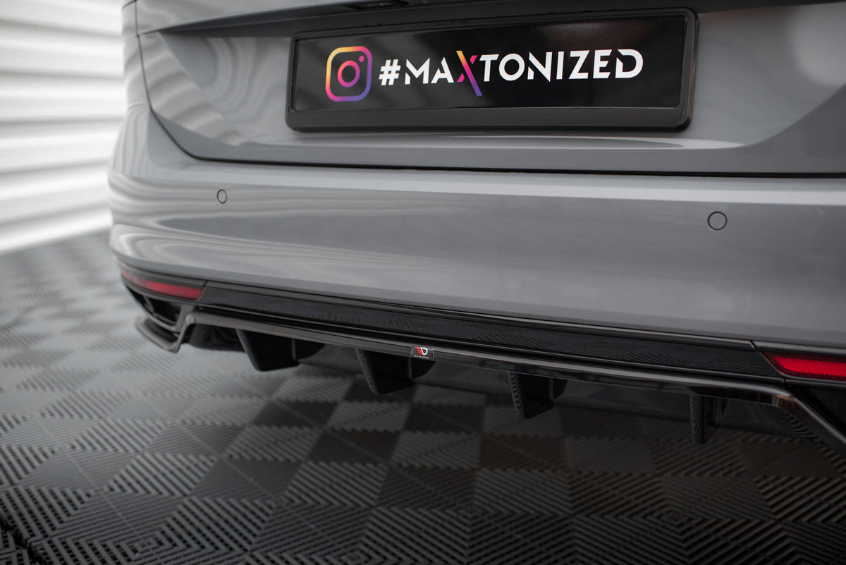 Street+ Mittlerer Diffusor RACE passend für VW Passat R-Line B8 Facelift schwarz Hochglanz – Ansicht 3