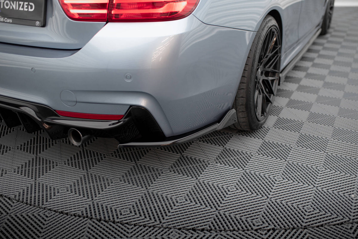 Heck Ansatz Flaps Diffusor V.5 passend für BMW 4er Coupe M-Paket F32  schwarz Hochglanz – Ansicht 3