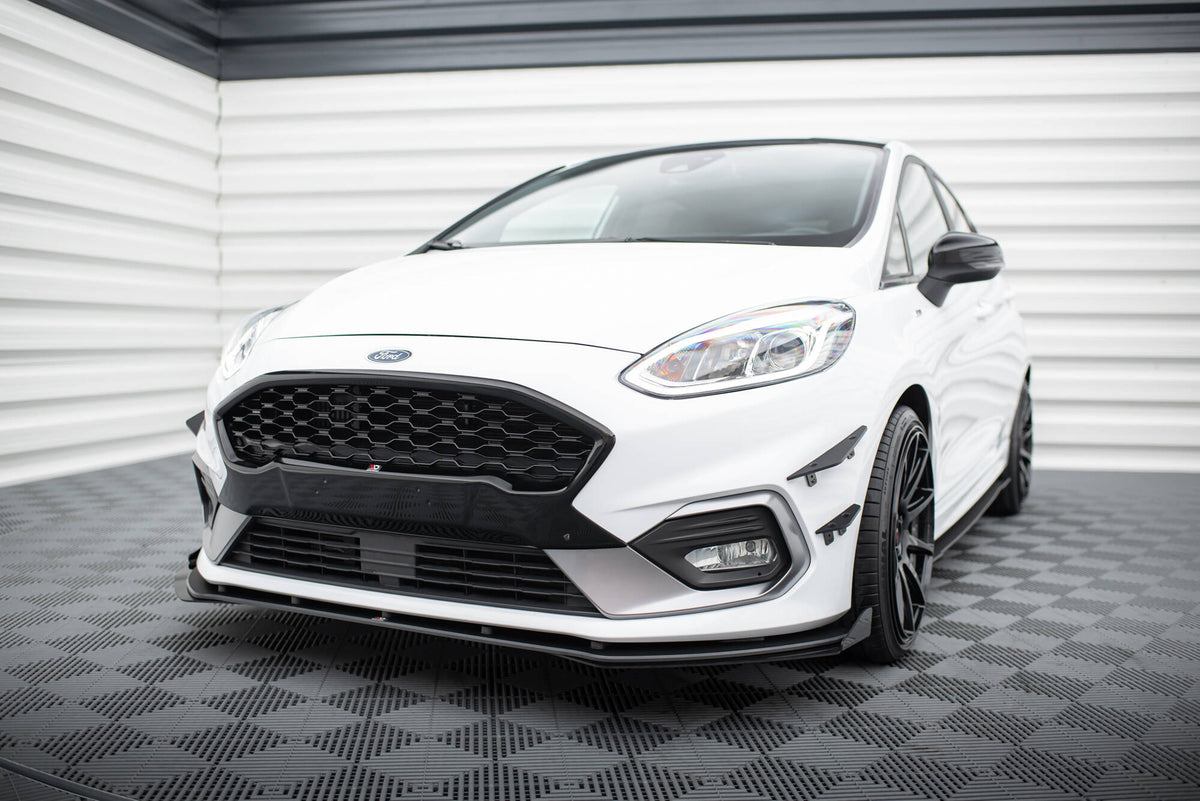 Front Stoßstangen Racing Flaps passend passend für Ford Fiesta Mk8 ST / ST-Line schwarz Hochglanz – Ansicht 1