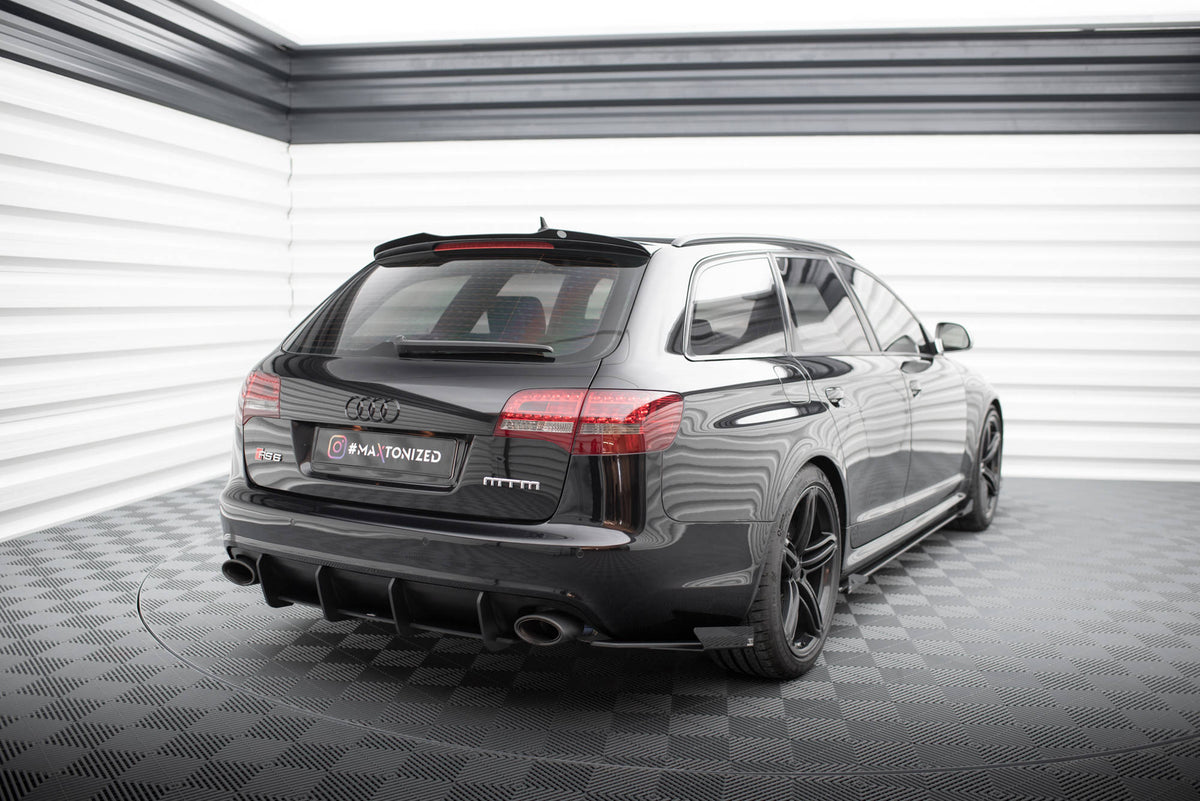 Hintere Seiten Flaps passend für Audi RS6 Avant C6 schwarz Hochglanz – Ansicht 1