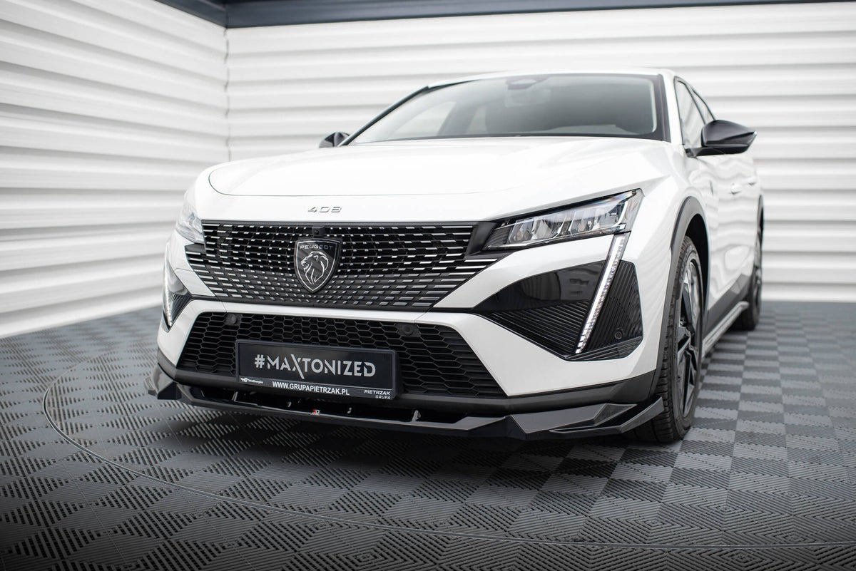 Street+ Spoilerlippe Front Ansatz passend für Peugeot 408 Mk1 schwarz Hochglanz – Ansicht 3