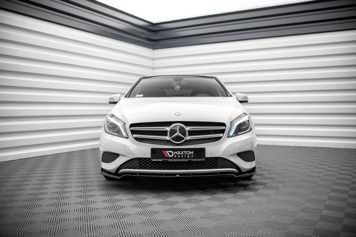 Street+ Spoilerlippe Front Ansatz V.2 passend für Mercedes-Benz A W176 schwarz Hochglanz – Ansicht 1