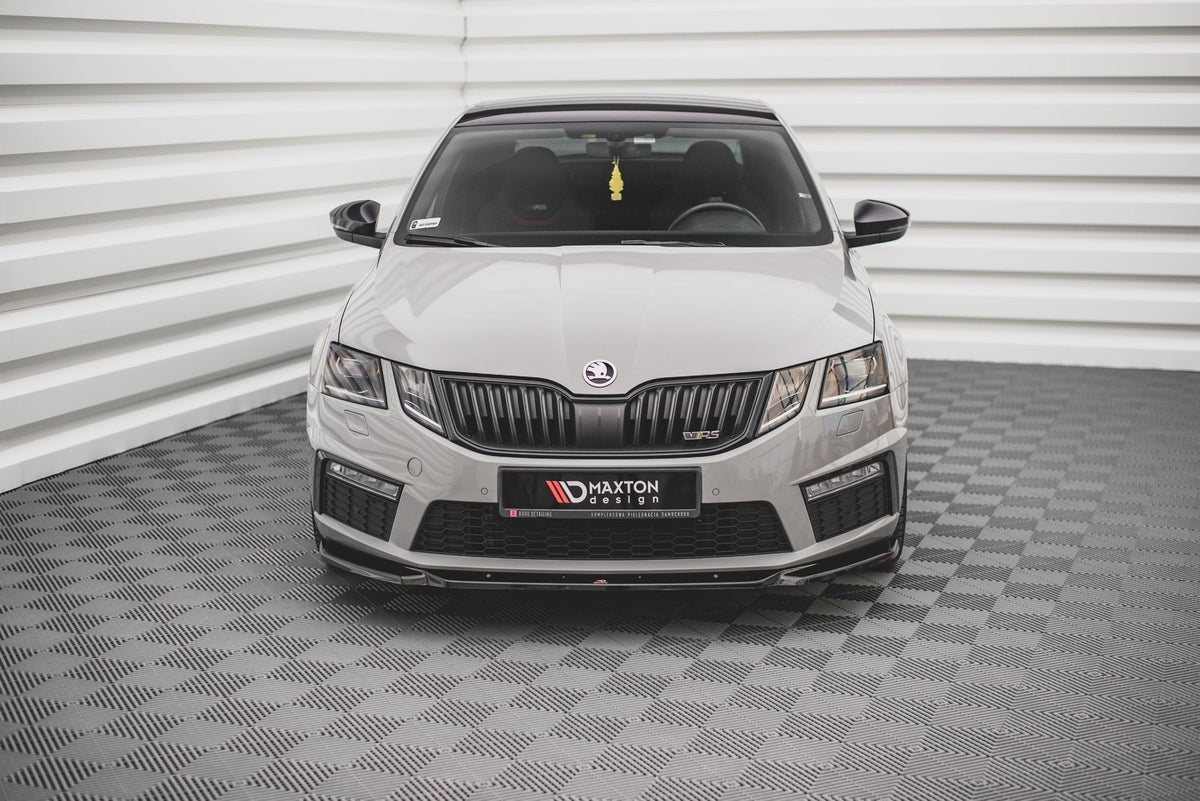 Street+ Spoilerlippe Front Ansatz V.3 passend für Skoda Octavia RS Mk3 Facelift schwarz Hochglanz – Ansicht 1
