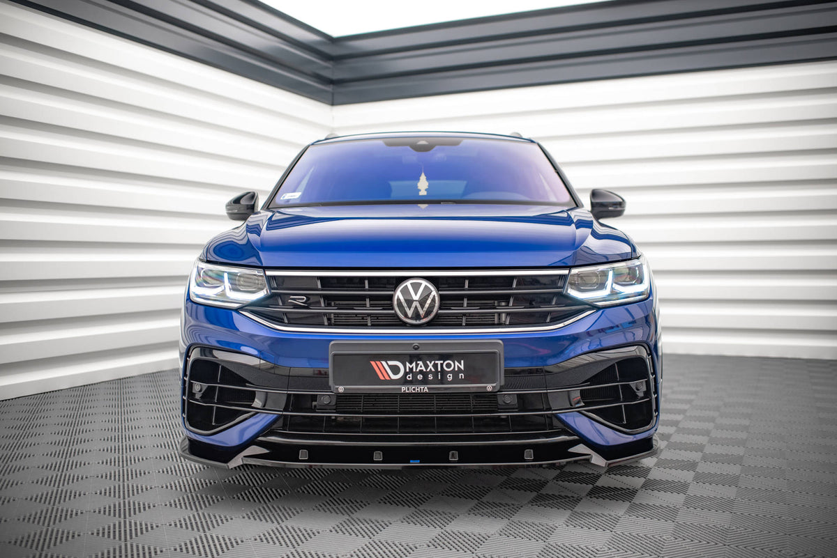 Street+ Spoilerlippe Front Ansatz V.2 passend für VW Tiguan R / R-Line Mk2 Facelift schwarz Hochglanz – Ansicht 3