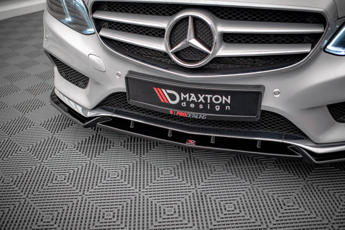 Street+ Spoilerlippe Front Ansatz V.2 passend für Mercedes-Benz E AMG-Line Limousine W212 Facelift schwarz Hochglanz – Ansicht 3