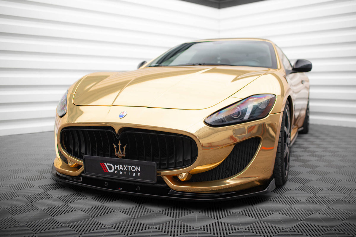Street+ Spoilerlippe Front Ansatz V.1 passend für Maserati Granturismo Mk1 Facelift schwarz Hochglanz – Ansicht 3