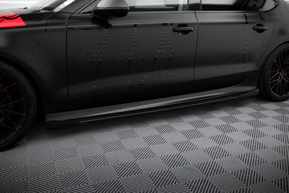 Seitenschweller Flaps passend für Audi A7 RS7 Look C7 schwarz Hochglanz – Ansicht 4
