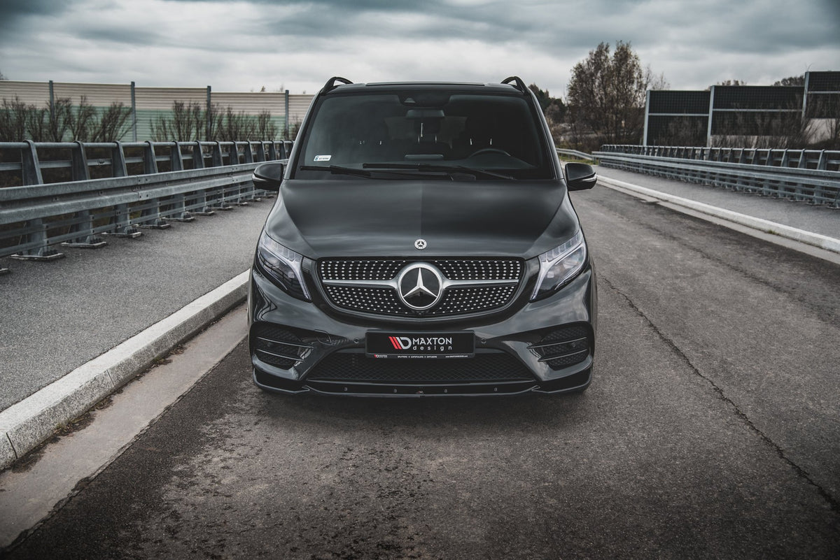 Street+ Spoilerlippe Front Ansatz V.1 passend für Mercedes-Benz V-Klasse AMG-Line W447 Facelift schwarz Hochglanz – Ansicht 1