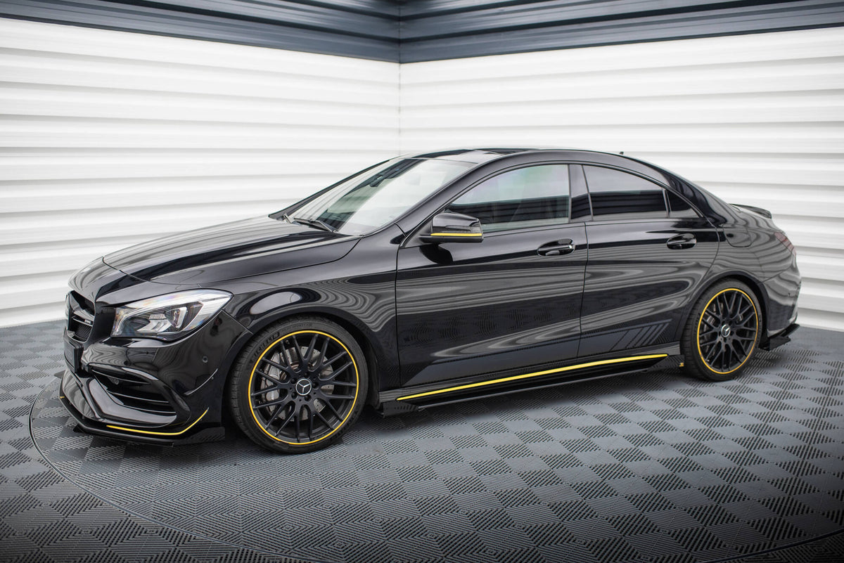 Seitenschweller Flaps passend für Mercedes-AMG CLA 45 C117 Facelift schwarz Hochglanz – Ansicht 1