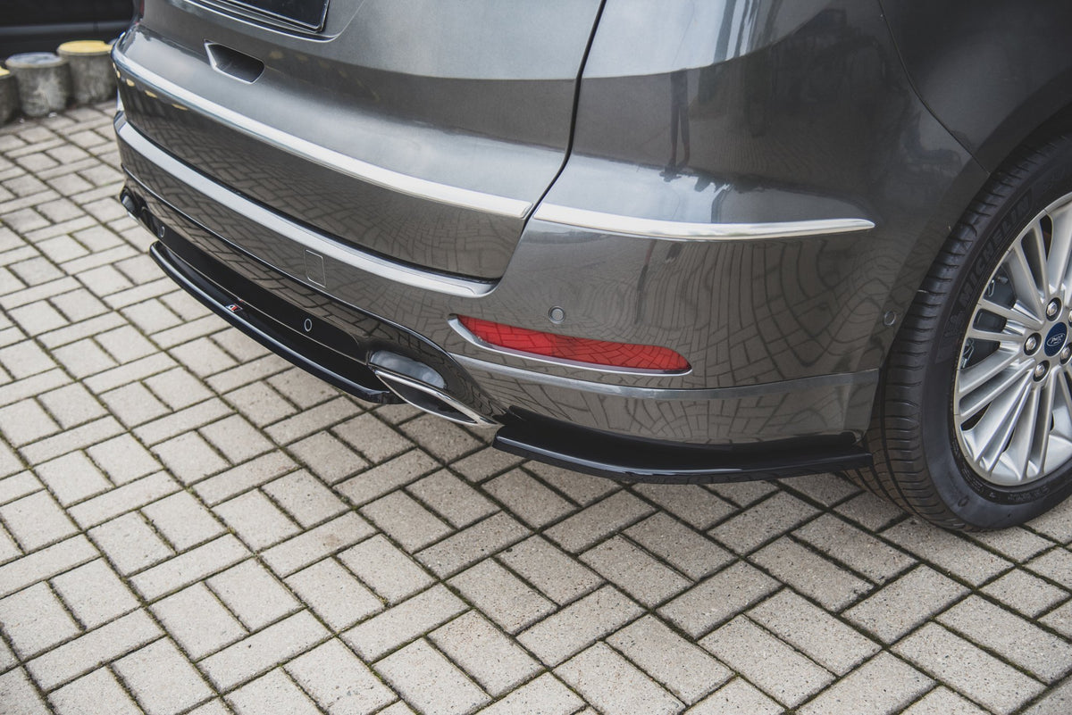 Heck Ansatz Flaps Diffusor passend für Ford S-Max Vignale Mk2 Facelift schwarz Hochglanz – Ansicht 1