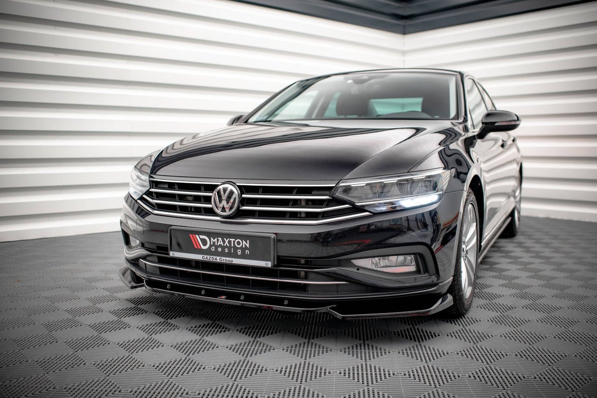 Street+ Spoilerlippe Front Ansatz V.1 passend für VW Passat B8 Facelift schwarz Hochglanz – Ansicht 3