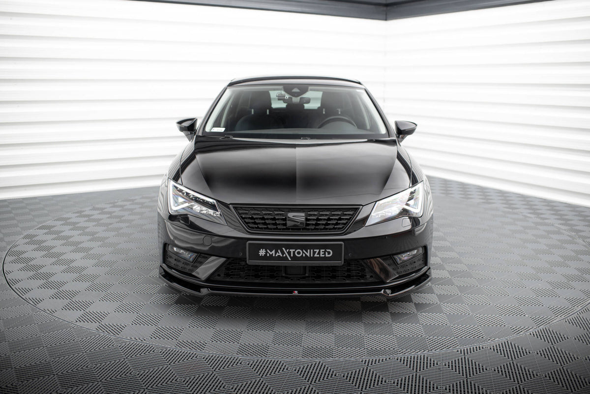 Street+ Spoilerlippe Front Ansatz V.2 passend für Seat Leon Mk3 Facelift schwarz Hochglanz – Ansicht 1