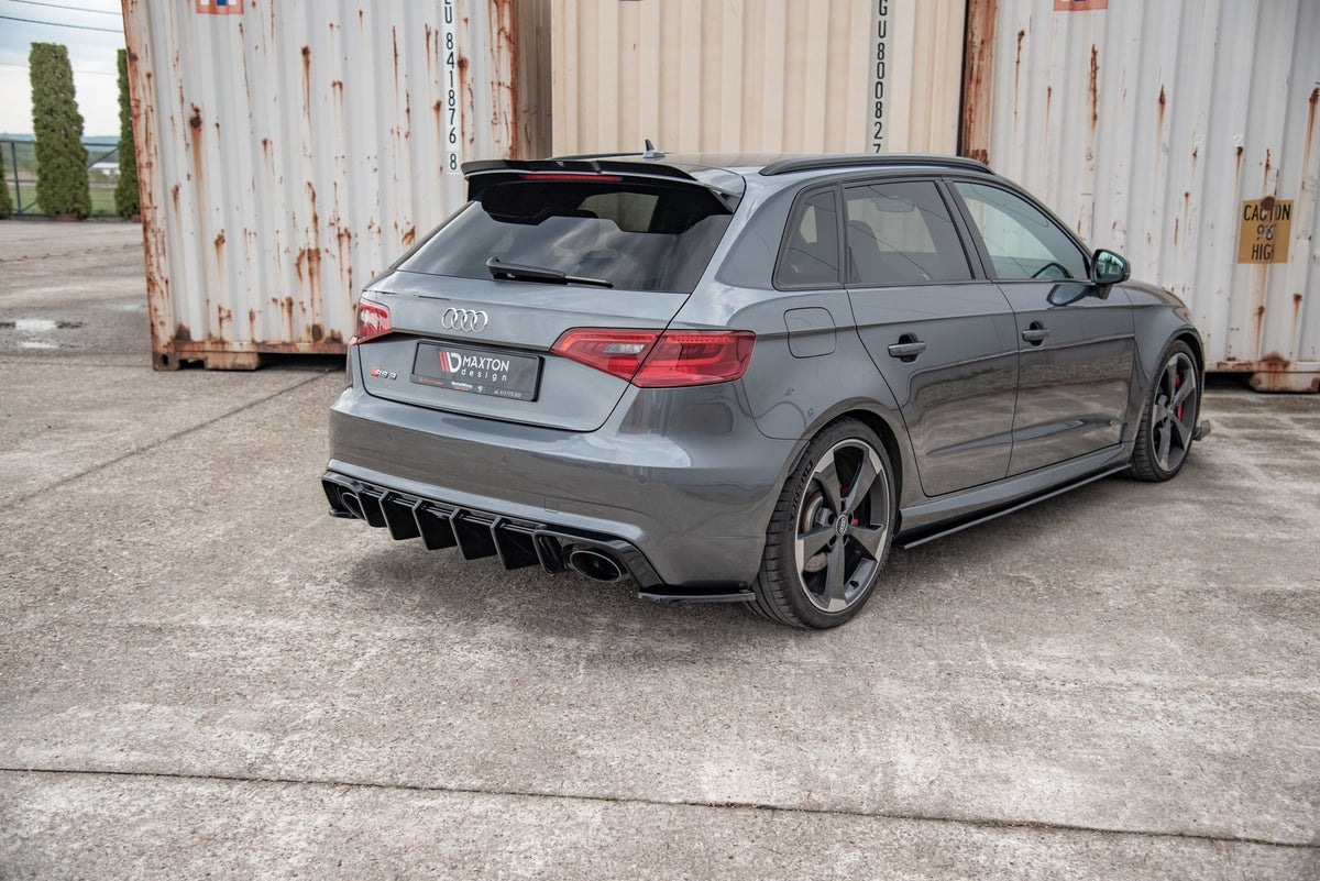 Heck Ansatz Flaps Diffusor V.2 passend für Audi RS3 8V Sportback schwarz Hochglanz – Ansicht 1