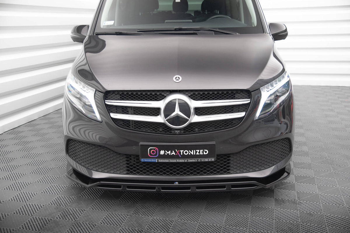Street+ Spoilerlippe Front Ansatz V.2 passend für Mercedes-Benz V-Klasse W447 Facelift schwarz Hochglanz – Ansicht 3