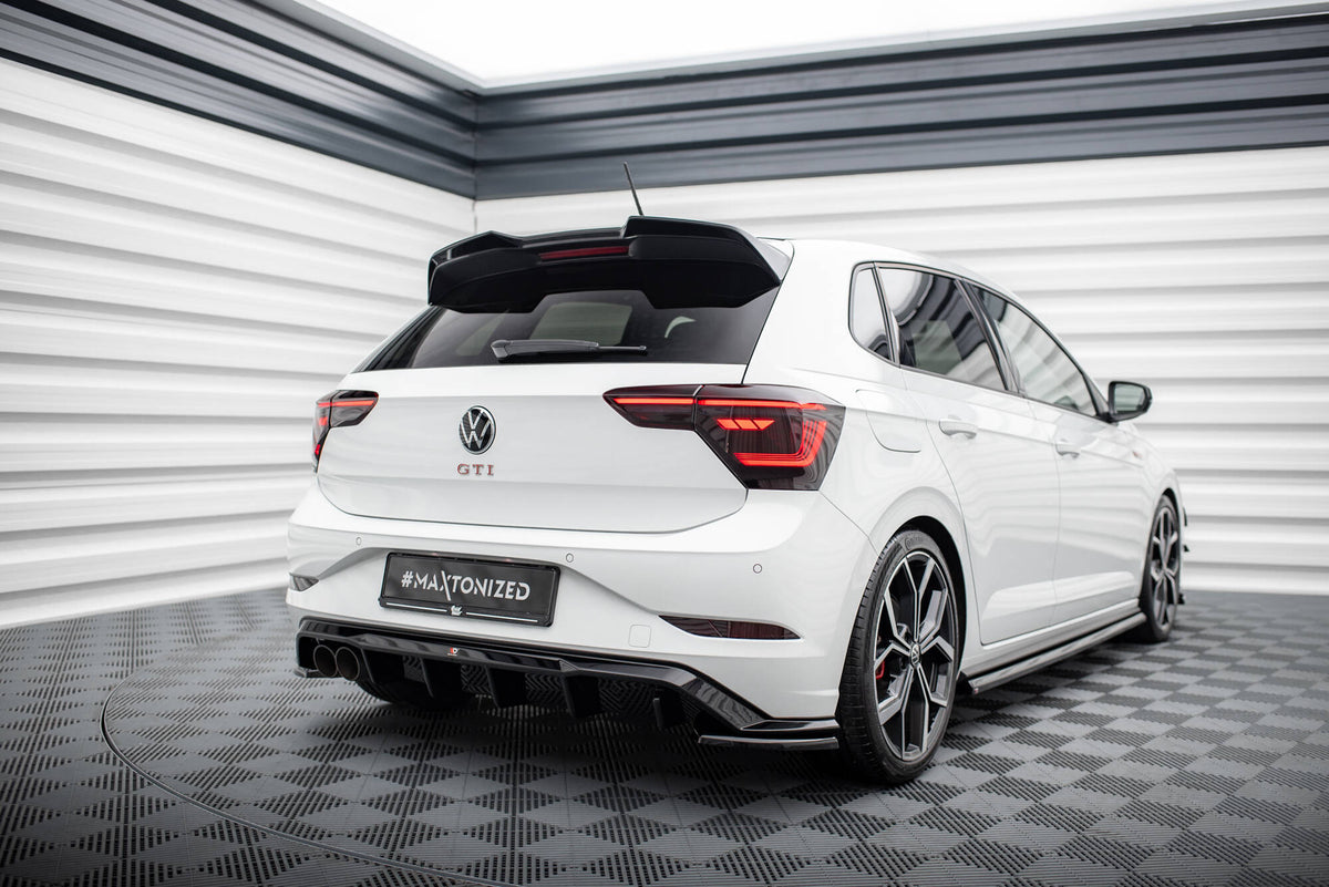 Heck Ansatz Flaps Diffusor passend für VW Polo GTI Mk6 Facelift schwarz Hochglanz – Ansicht 4
