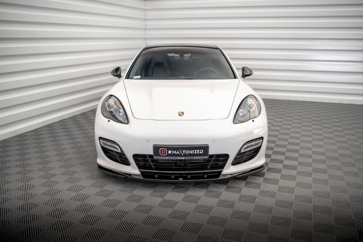 Street+ Spoilerlippe Front Ansatz V.2 passend für Porsche Panamera Turbo Sport Design Package 970 schwarz Hochglanz – Ansicht 1