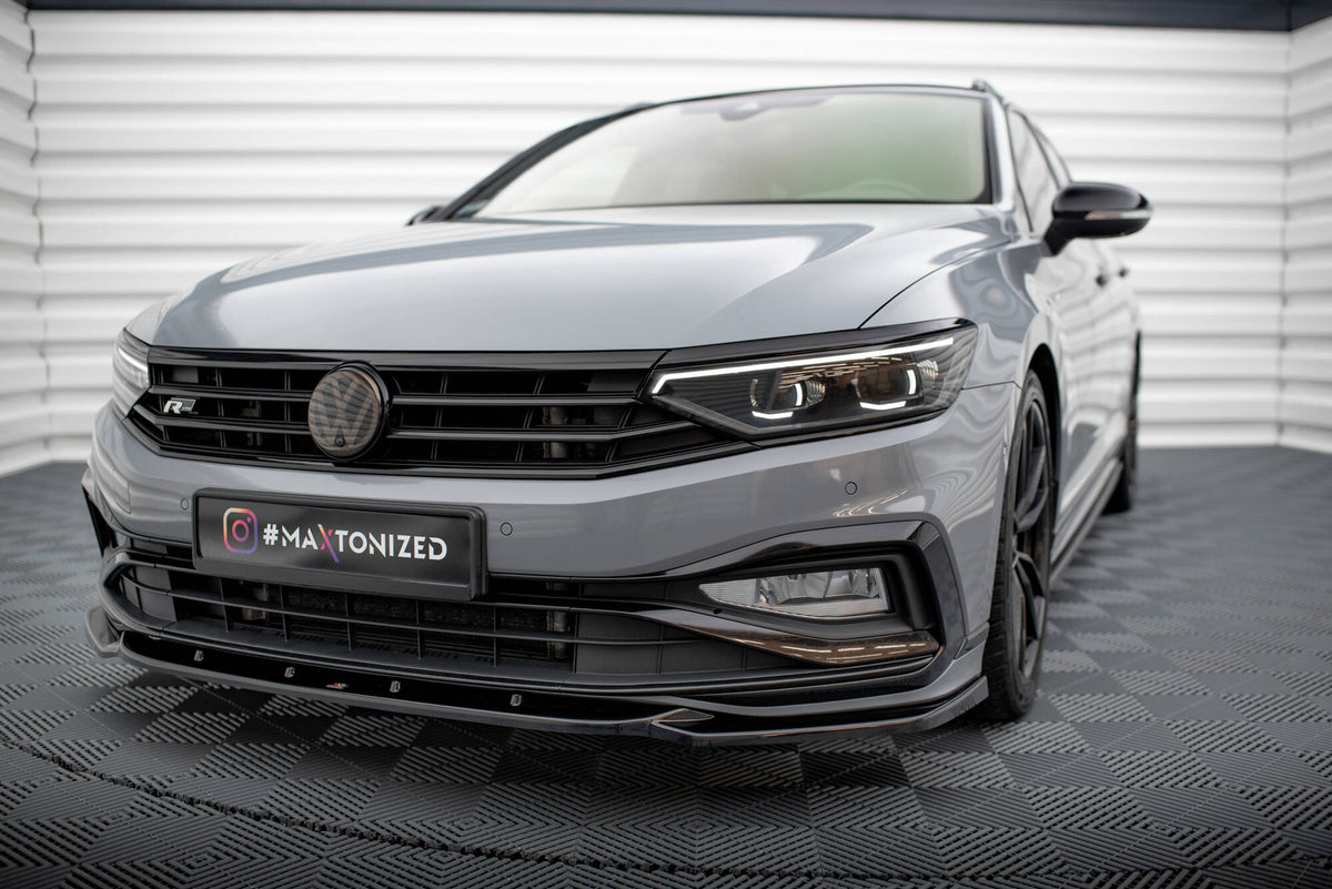 Street+ Spoilerlippe Front Ansatz V.2 passend für VW Passat R-Line B8 Facelift schwarz Hochglanz – Ansicht 4