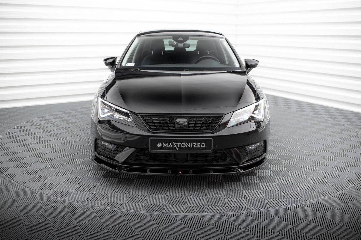 Street+ Spoilerlippe Front Ansatz V.1 passend für Seat Leon Mk3 Facelift schwarz Hochglanz – Ansicht 1