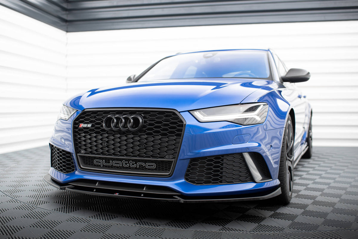 Street+ Spoilerlippe Front Ansatz V.4 passend für Audi RS6 C7 / C7 Facelift schwarz Hochglanz – Ansicht 4
