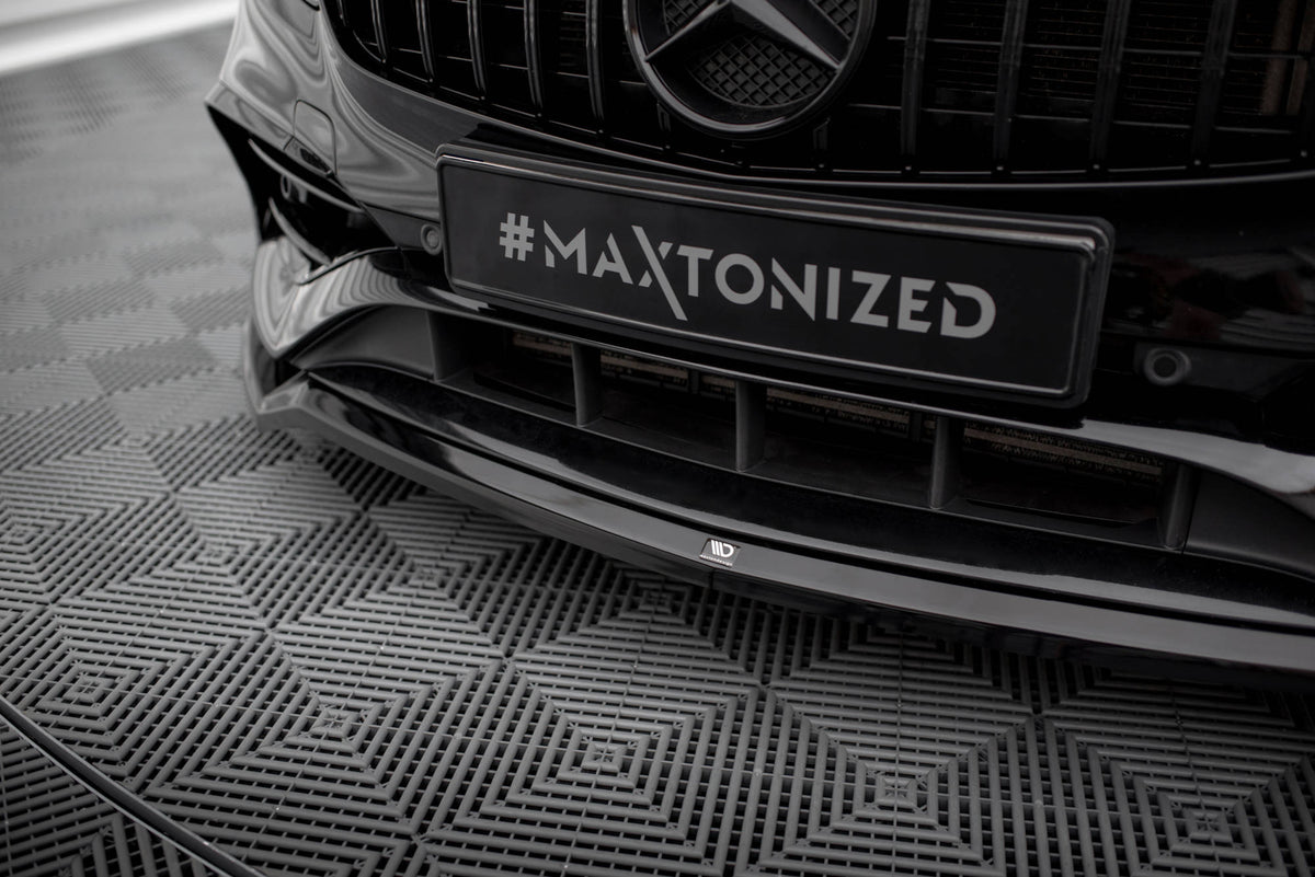 Street+ Spoilerlippe Front Ansatz V.1 passend für Mercedes-Benz A AMG-Line W176 Facelift schwarz Hochglanz – Ansicht 3