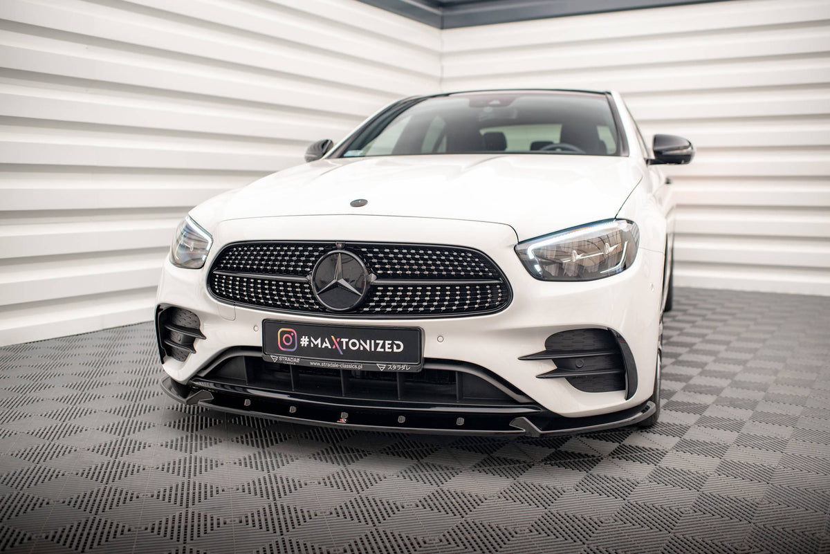 Street+ Spoilerlippe Front Ansatz V.2 passend für Mercedes-Benz E AMG-Line W213 Facelift schwarz Hochglanz – Ansicht 4