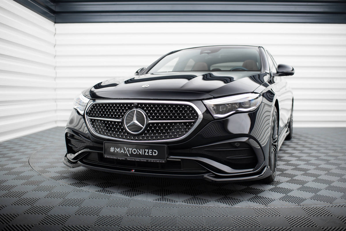 Street+ Spoilerlippe Front Ansatz V.1 passend für Mercedes-Benz E AMG-Line Limousine / Kombi W214 schwarz Hochglanz – Ansicht 3