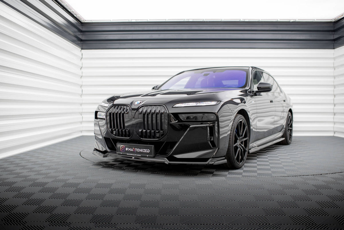 Street+ Spoilerlippe Front Ansatz V.3 passend für BMW 7 M-Paket / M760e / i7 M-Paket G70   schwarz Hochglanz – Ansicht 4