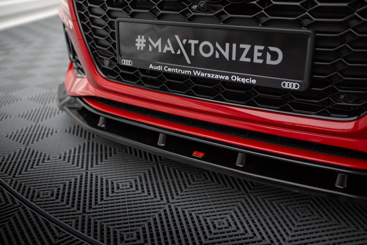 Street+ Spoilerlippe Front Ansatz V.2 passend für Audi RS4 B9 Facelift schwarz Hochglanz – Ansicht 3