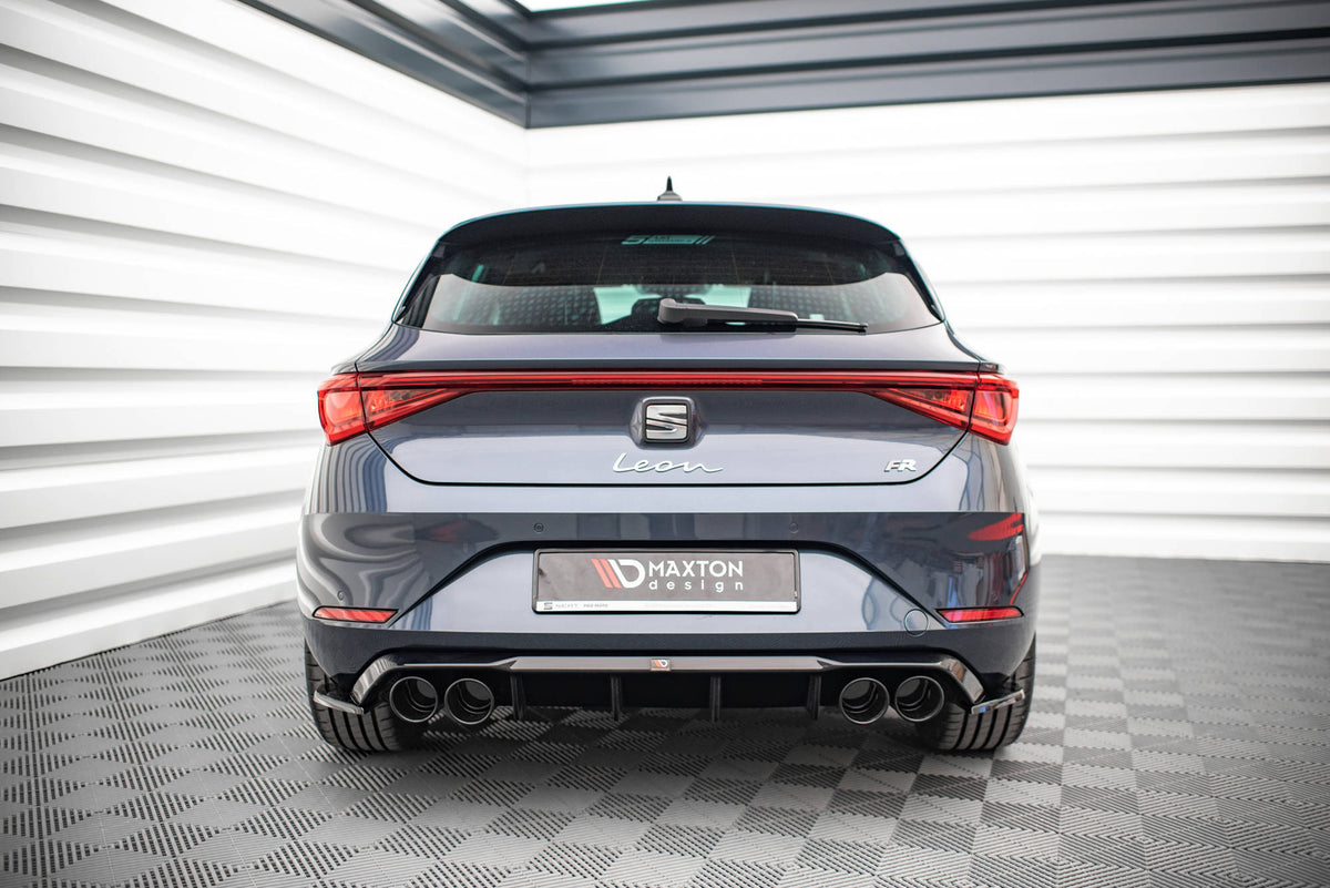 Heck Ansatz Flaps Diffusor passend für Seat Leon FR Hatchback Mk4 schwarz Hochglanz – Ansicht 1